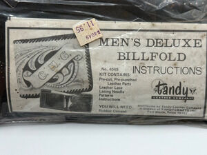 NOS Vintage Tandy Leather Men's Deluxe Billfold Wallet Kit 4049 Leathercraft